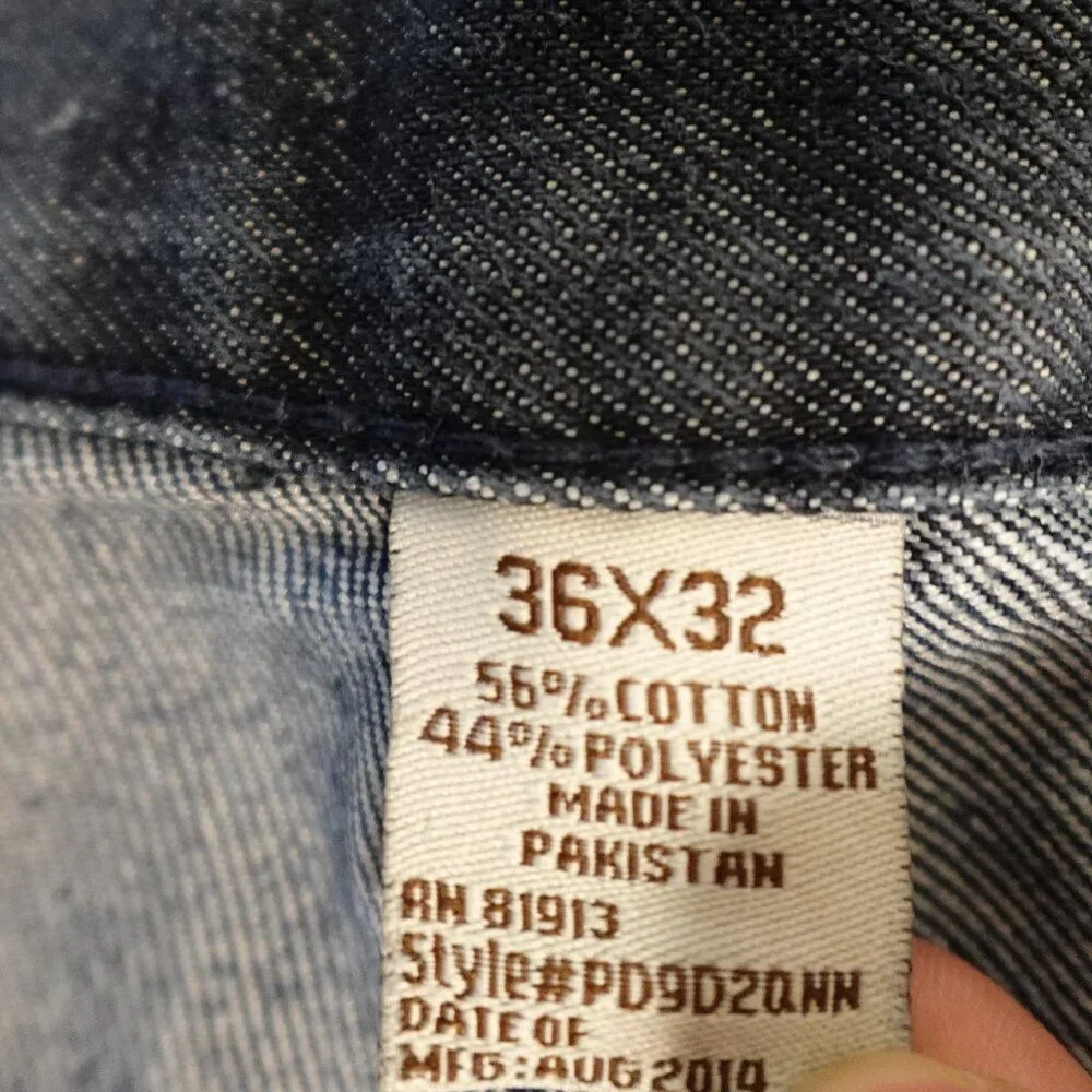 PD&C jeans straight‎ leg men's 36x32 dark wash blue paper denim and cloth